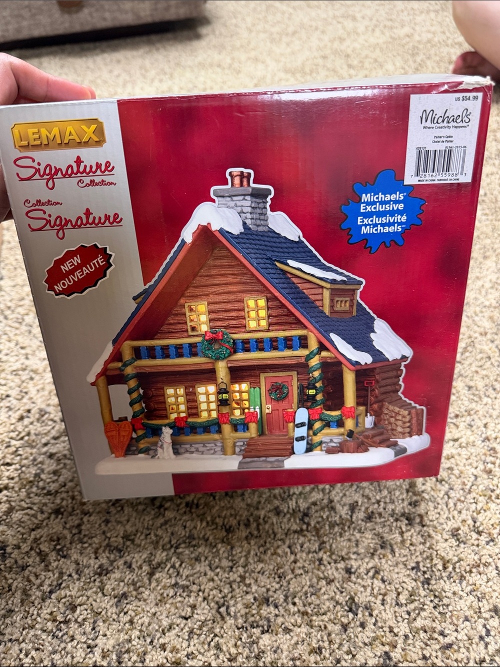 Lemax Signature Log Cabin Holiday Village - Red, Brown and Blue Accents